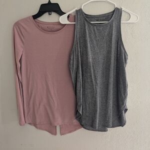 Athleta Purple Long Sleeve and Gray Sleeveless Top Bundle